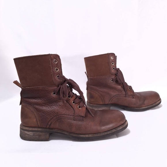 Ugg Larus Grizzly Leather Boots Shearling Lined Combat Boots Men 7.5/‎ Women 9 - Picture 12 of 12